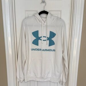 Under Armour White Hoodie with Teal Logo